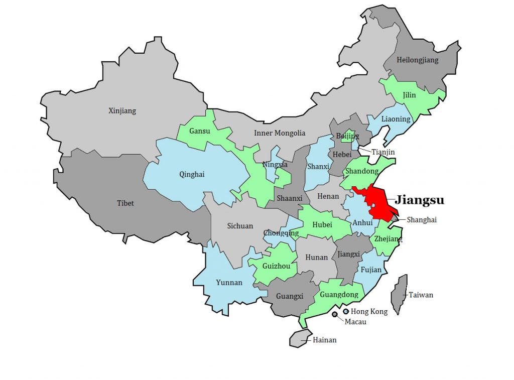 Jiangsu province on China’s map