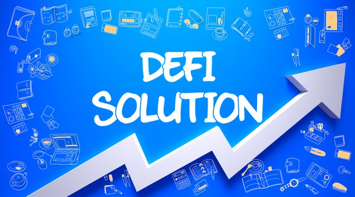 Defi Solution - Increase Concept. Inscription On The Blue Surfac